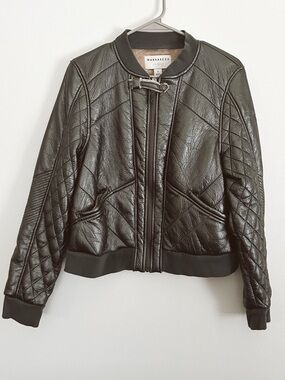 Anthropologie Marrakech Silver Gray Quilted Bomber Jacket